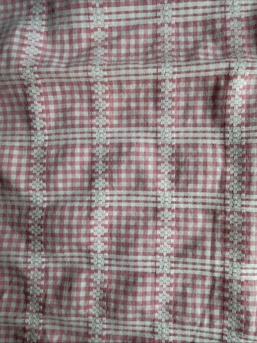 Vintage Handmade Pink Gingham Pillow Sham 13.5” Square Cottage Farmhouse Nursery